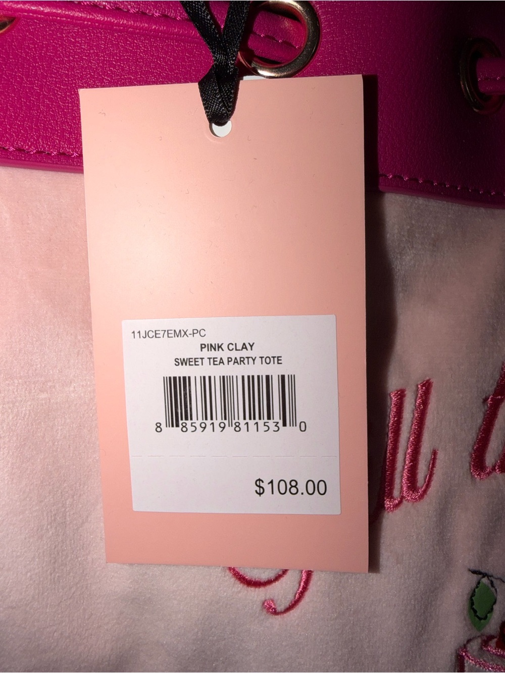 Juicy Couture Spill the Juicy Tea Daydreamer Sweet Tea Party Tote Pink Clay NWT - Picture 3 of 7